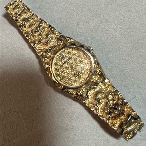 Vintage Gold Rolex Watch with Diamond Face EXC